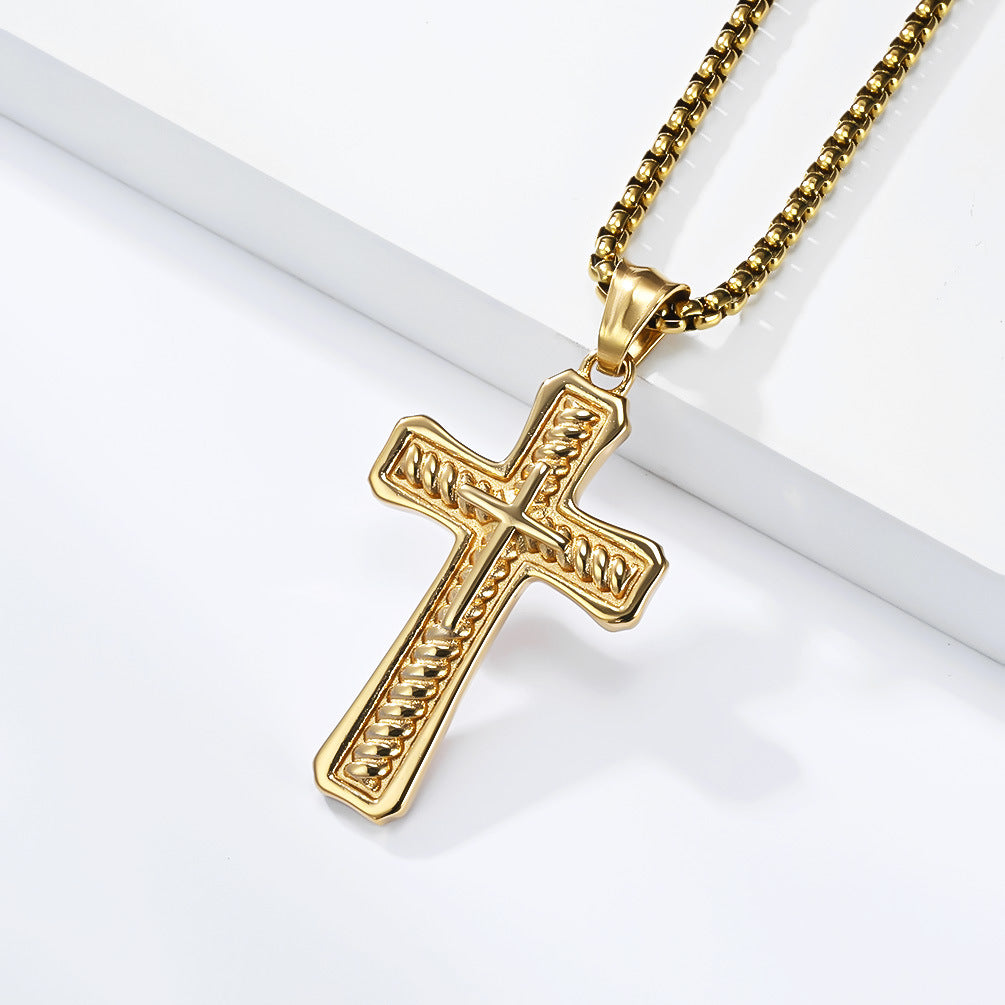 Planderful Cross Necklace For Men Unisex Stainless Steel Pendant Retro Punk Style Durable Statement
