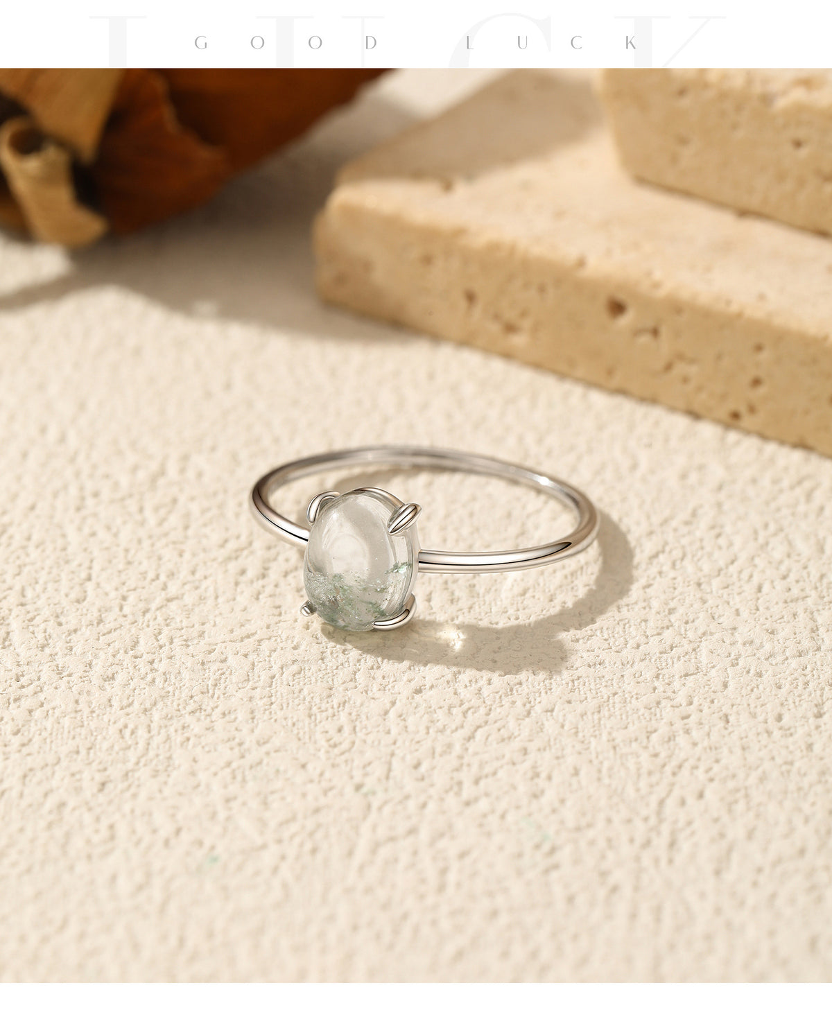 925 Sterling Silver Moss Agate Ring