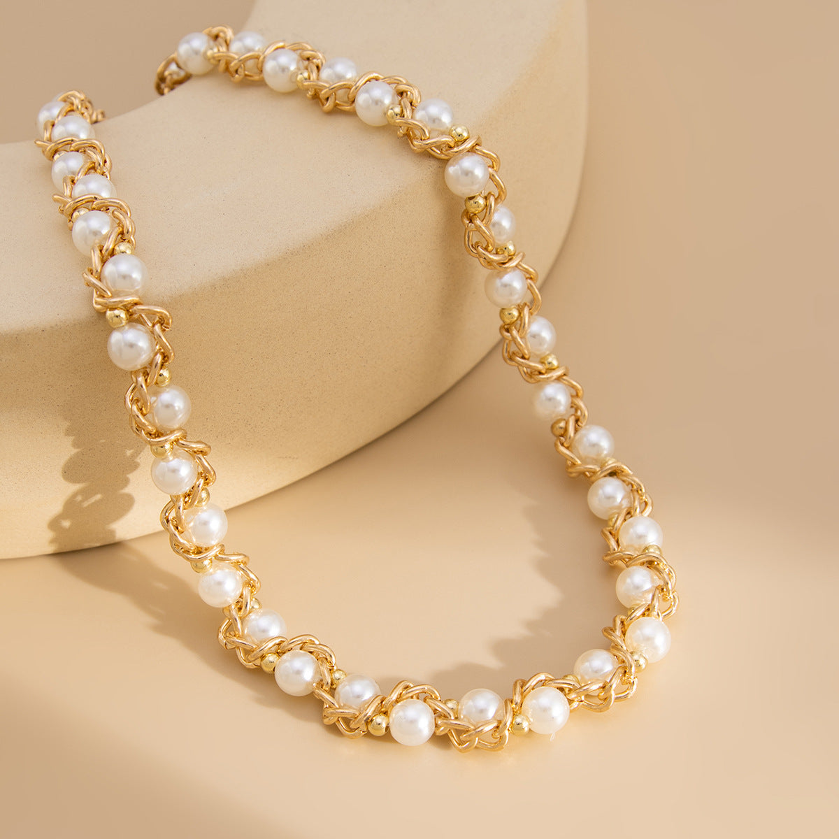 European and American necklace cross-border simple chain winding imitation pearl necklace, temperament business beaded items jewelry women