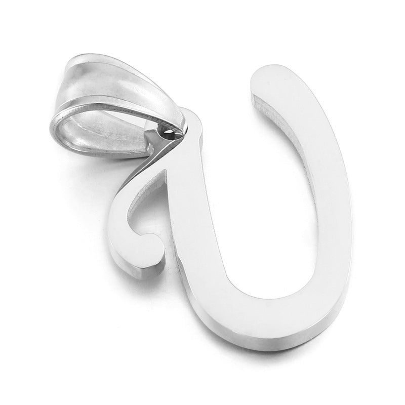 Men's And Women's Letter Pendants, Stainless Steel Glossy 26-Letter Titanium Steel Necklace