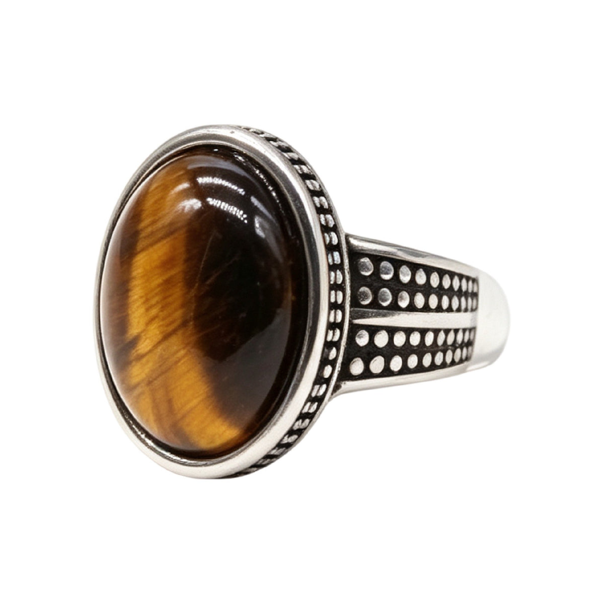 Double-Row Gemstone Titanium Steel Ring