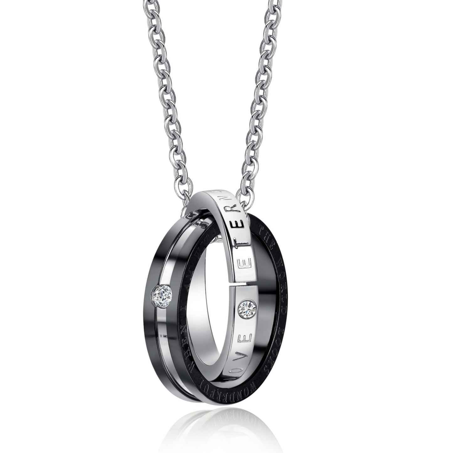 Planderful Everyday Genie Personalized Stainless Steel Double Ring Necklace For Couples Premium Gift