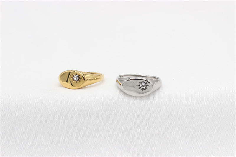 Planderful Zircon Star Titanium Steel Ring Unisex Protection Statement Everyday Genie Collection