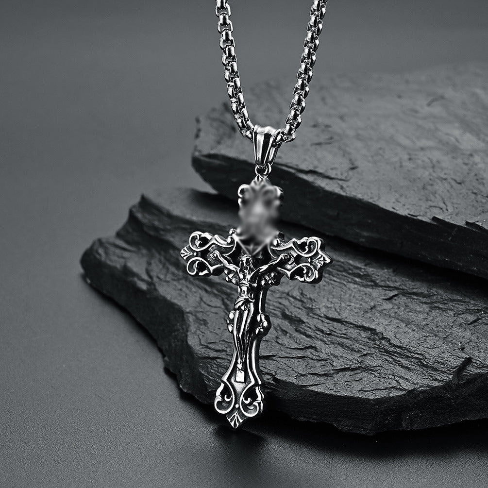 European and American Retro Niche Titanium Steel Cross Pendant