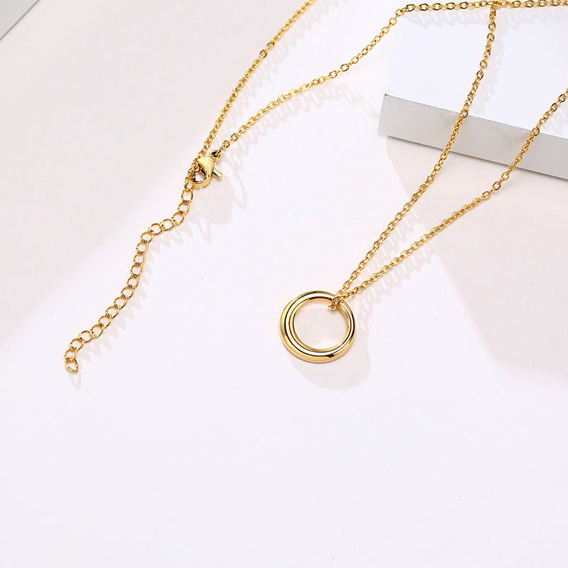 Ins Style Jewelry Gold Women's Circle Necklace Simple Design