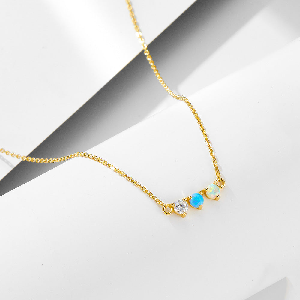 Color Opal Sterling Silver Necklace Versatile Necklace