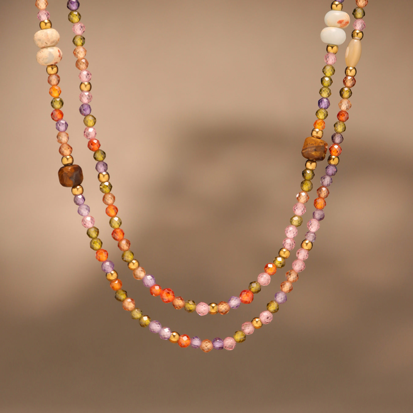 Planderful Collarbone Necklace Tiger Eye Zircon Women