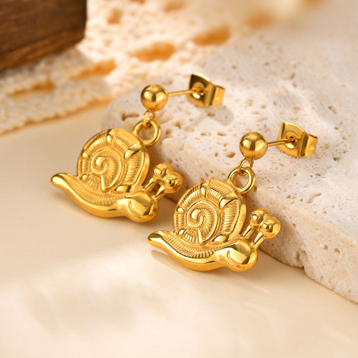Modern Gold-Tone Stainless Steel Earrings