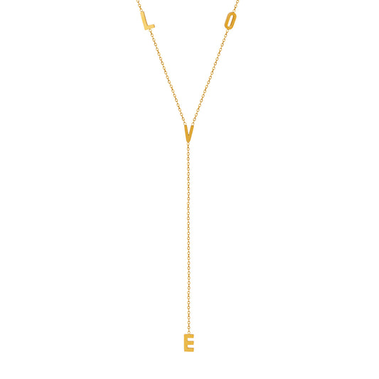 Fresh Love Letter Tassel Pendant Necklace: Dainty Gold-Plated Korean Jewelry