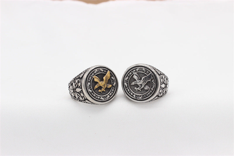 Planderful Titanium Steel Ring For Men Unisex Retro Eagle Protection Statement Everyday Genie