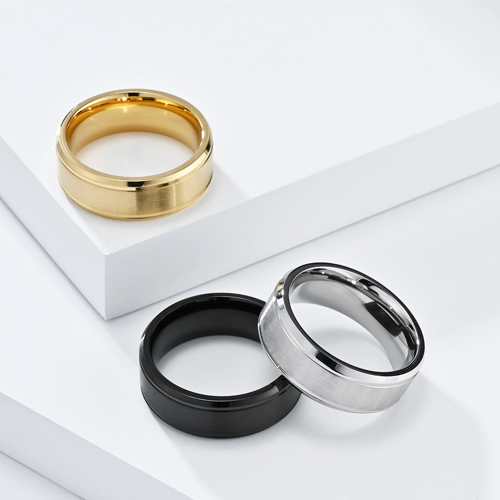Cold Wind Matte Brushed Titanium Steel Ring for Men Women