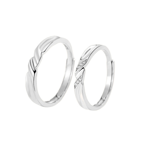 Planderful 925 Sterling Silver Open Couple Ring For Women Korean Style Adjustable Gift High End