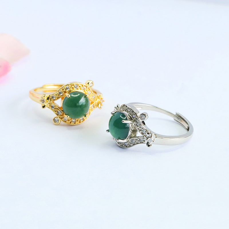Blue Water Jadeite Dewdrop Ring