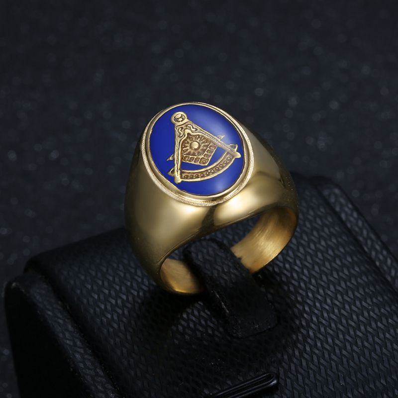 Planderful Everyday Genie Stainless Steel Gold Plated Blue Ring For Men Durable Fashion Accessory