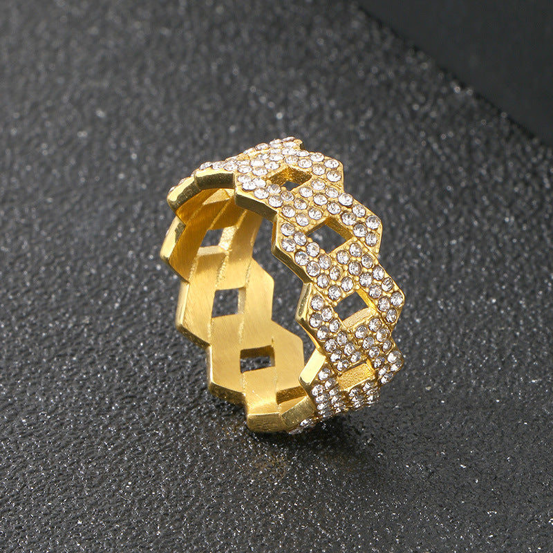 Planderful Personalized Zircon Ring For Men Hip Hop Style