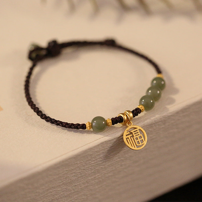 Blessed Hetian Jade Fortune Bracelet - Sterling Silver Lovers' Gift for Tanabata