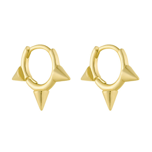 S925 Sterling Silver Tapered Ear Buckle Earrings Punk Spiked Earrings