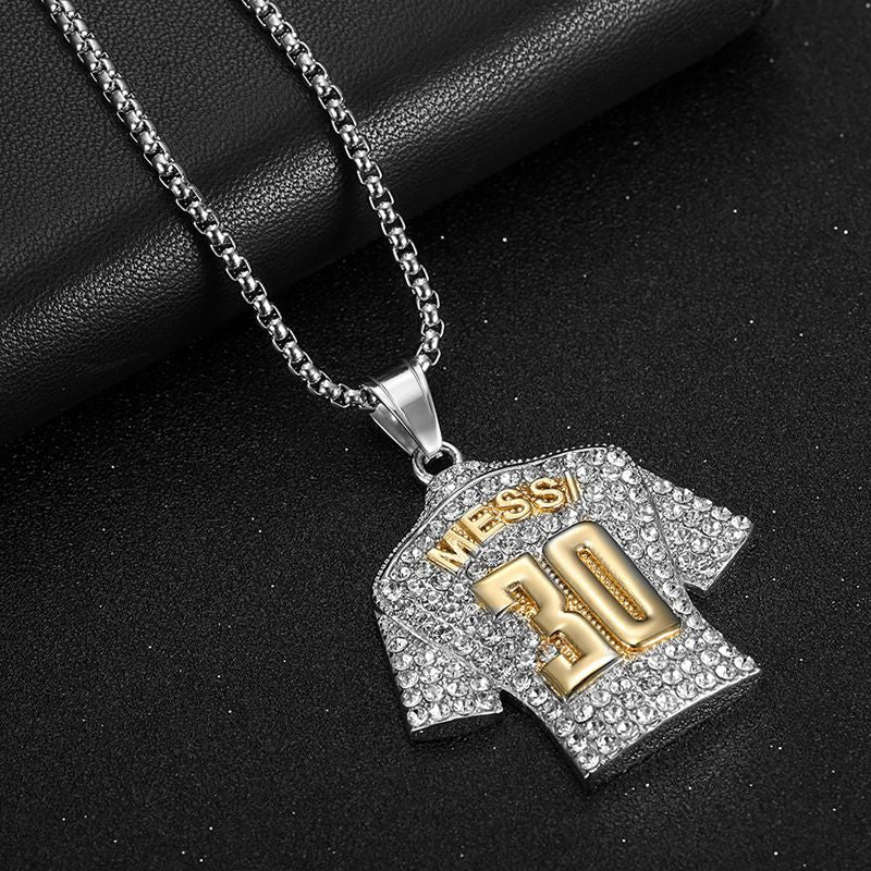 Zircon Necklace – Statement Hip Hop Football Jersey Pendant In Gold Plated Steel By Planderful