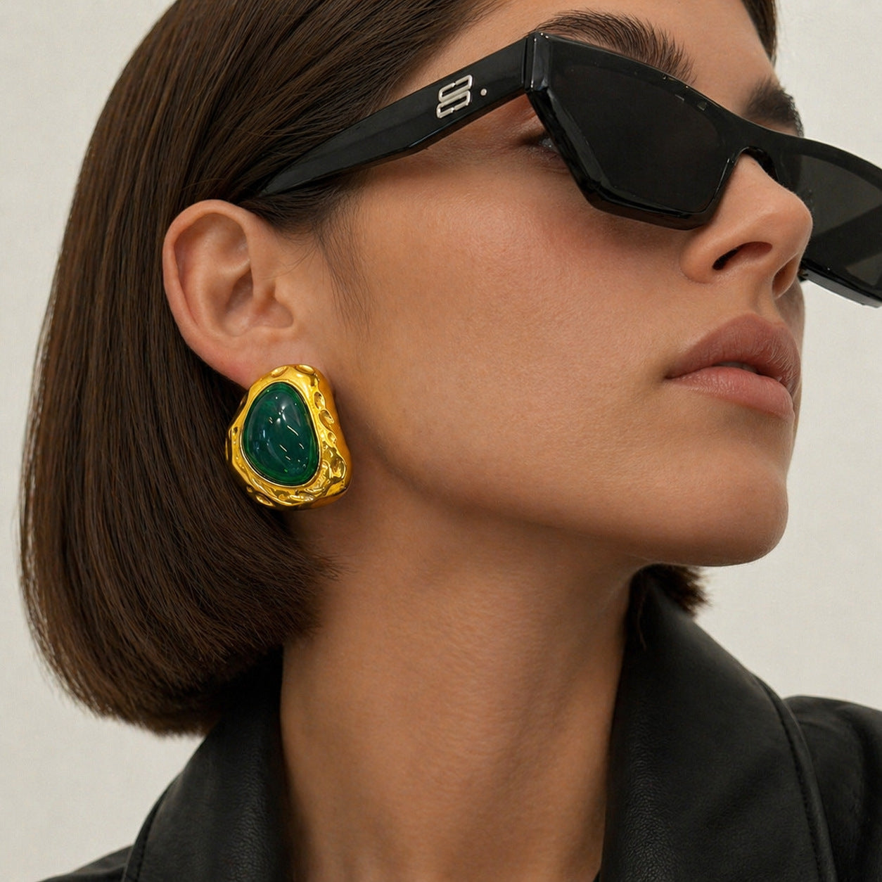 Stainless Steel Stone Earrings For Women Vienna Verve Planderful Retro Hammered Statement Street Style