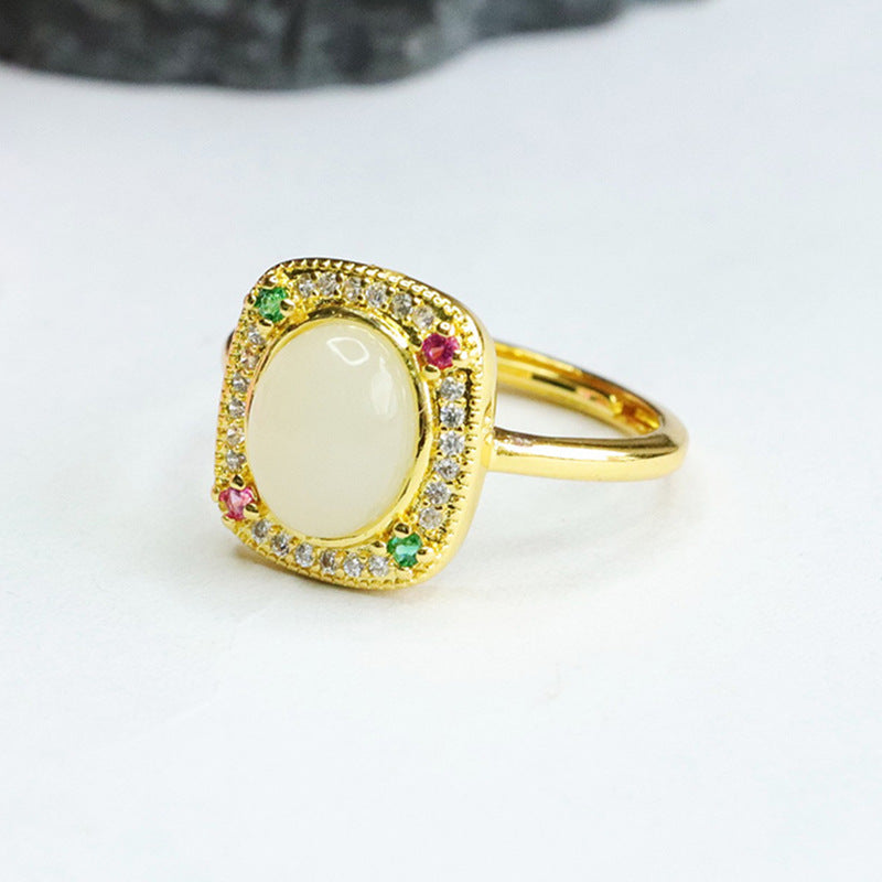 Hetian Jade Vintage Square Ring