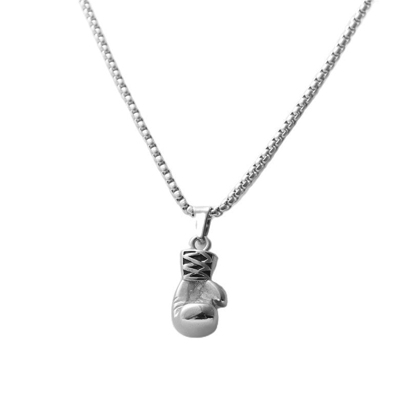 Personalized Titanium Steel Boxing Gloves Pendant Necklace for Men - Trendy Retro Design