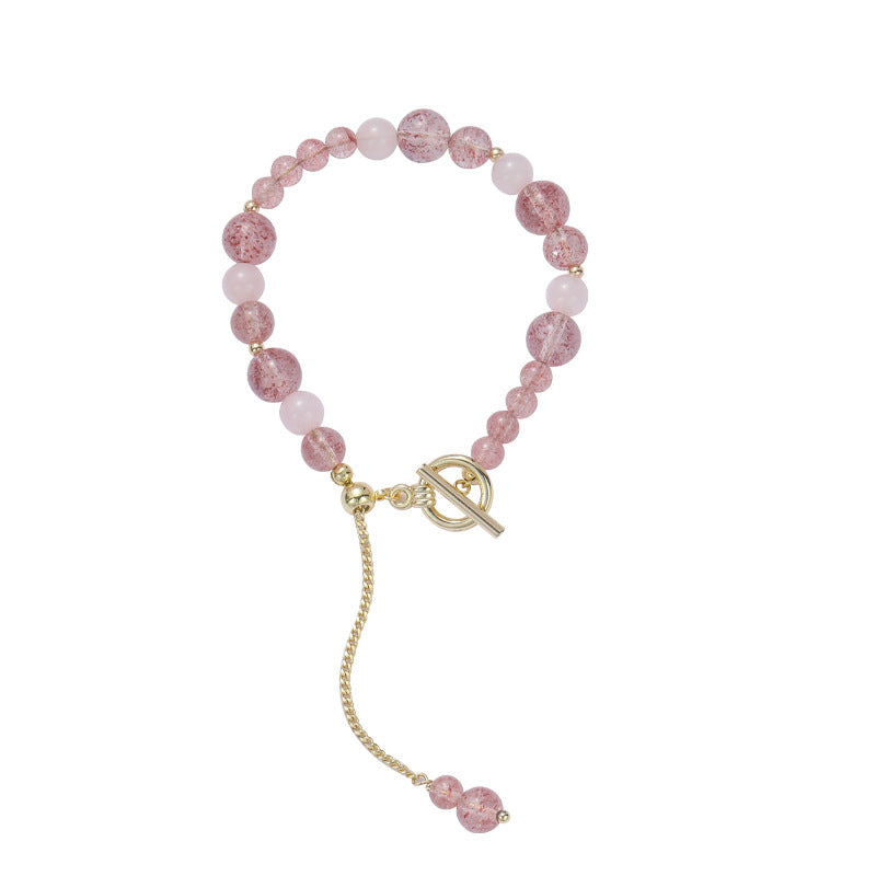 Lavender Amethyst and Pink Crystal Sterling Silver Bracelet