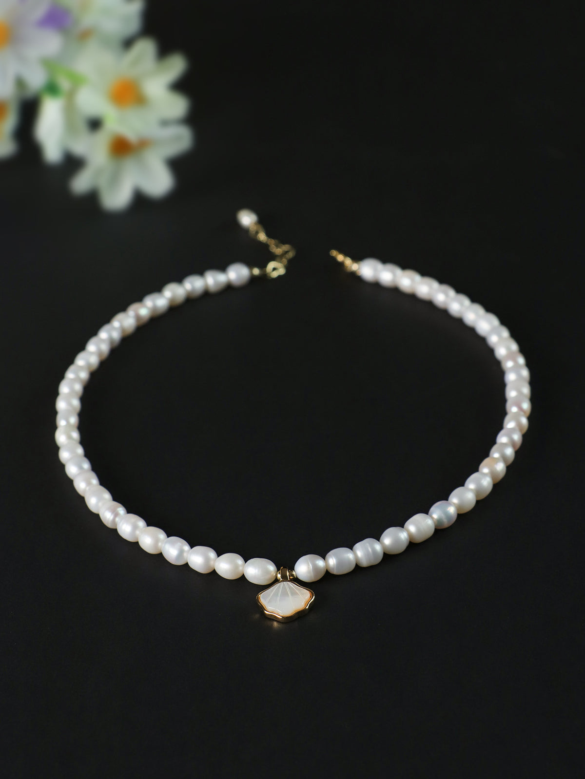 Freshwater Pearl Ginkgo Leaf Necklace