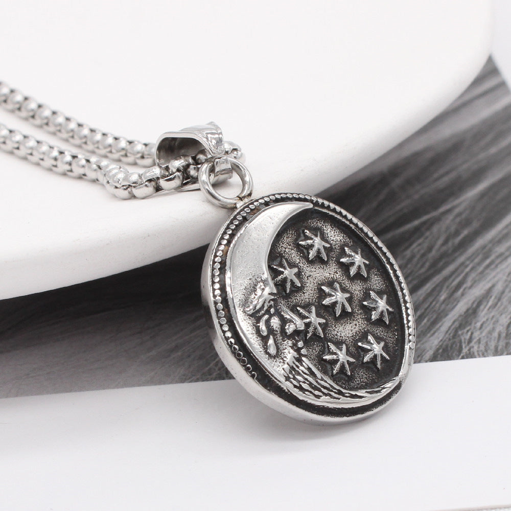 Planderful Moon Star Pendant Titanium Steel Unisex Jewelry Everyday Genie Collection Durable Protection Statement