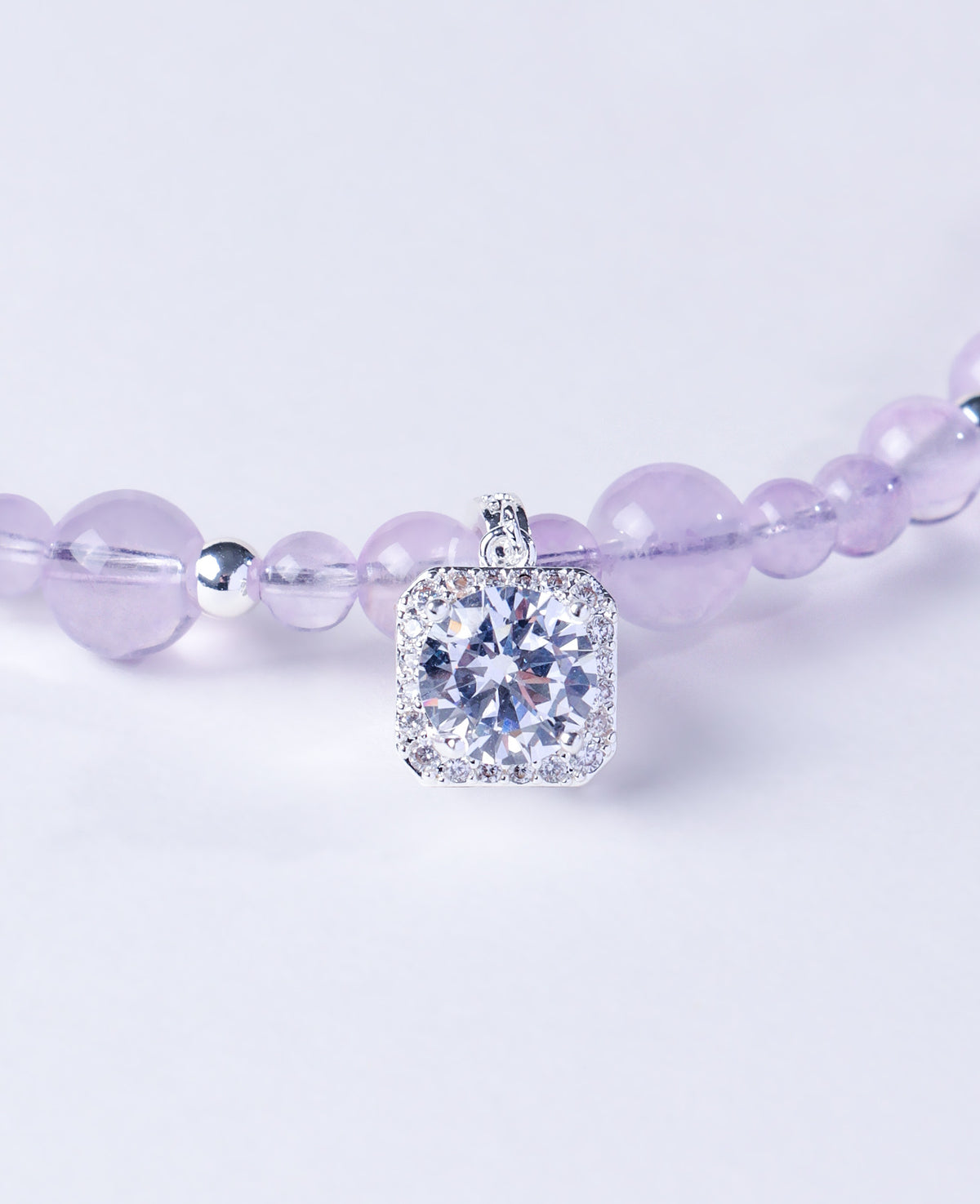Lavender Amethyst Square Zircon Pendant Necklace