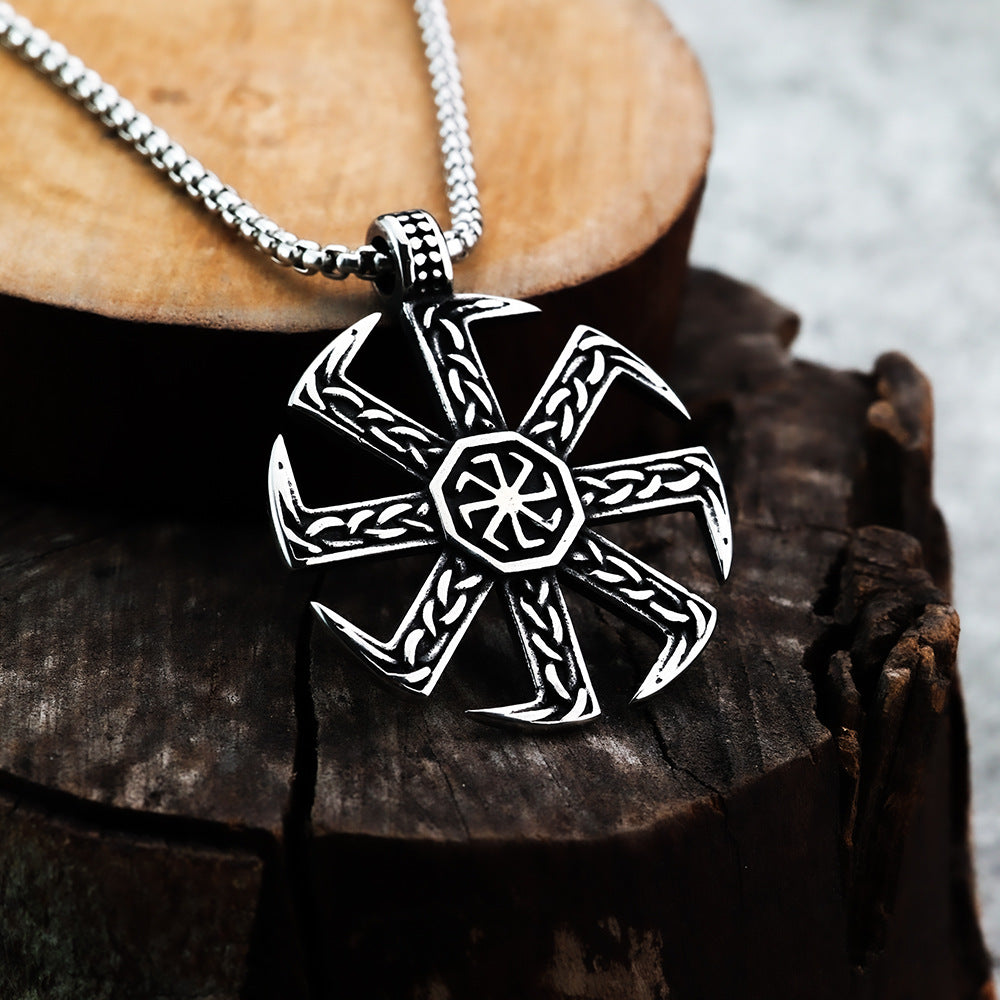 WISH New Viking Slavic Rune Logo Stainless Steel Amulet Necklace