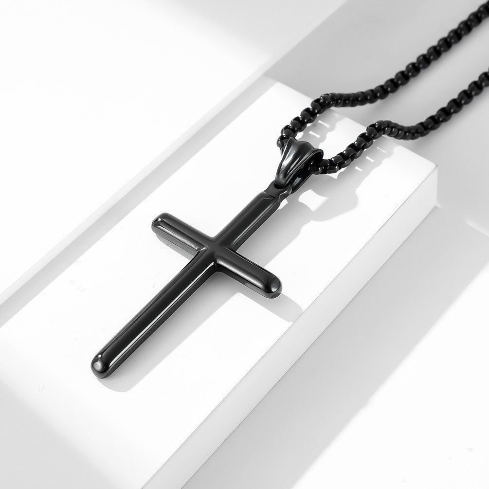 Cold Neutral European and American Titanium Steel Cross Necklace