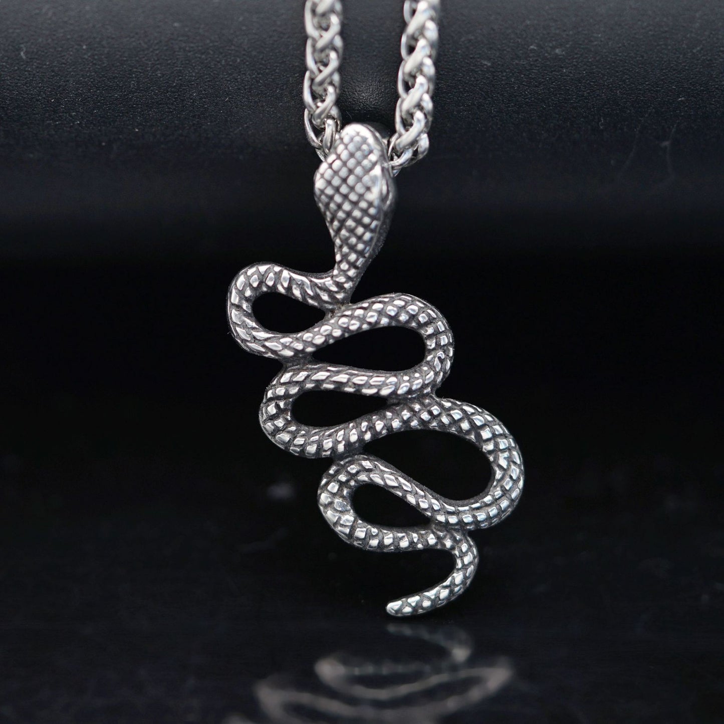 Steel Necklace - Vintage Snake Pendant