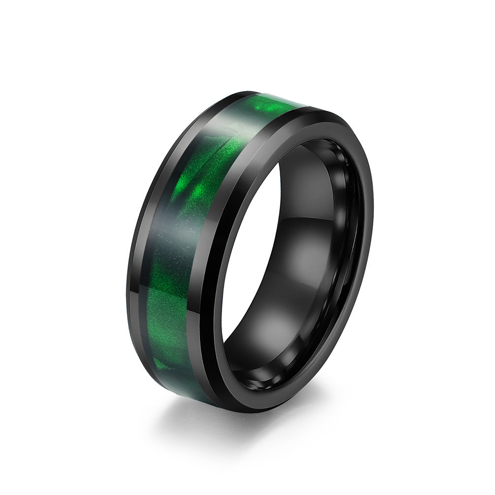 Planderful Titanium Steel Ring For Men Black Patch Hipster Fashion Nightclub Jewelry