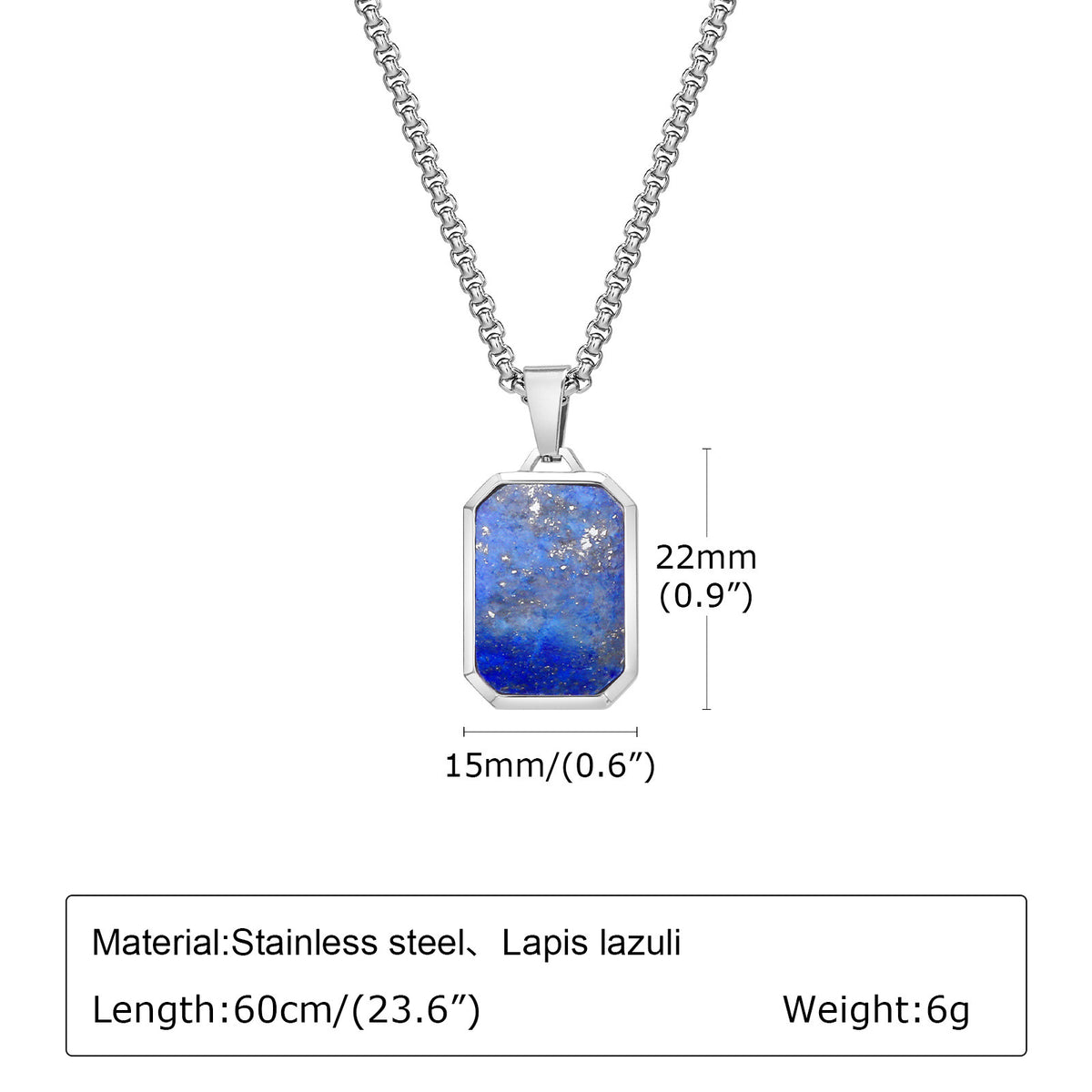 Tiger's Eye Turquoise Lapis Lazuli Geometric Stainless Steel Necklace