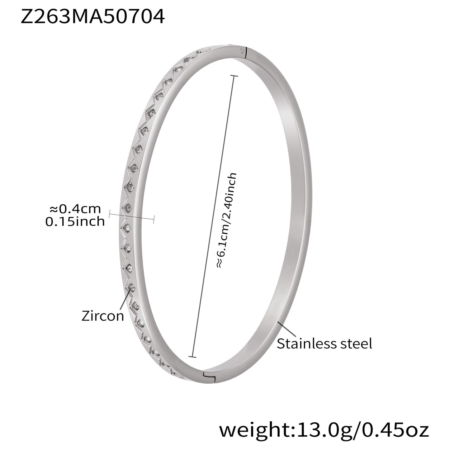 Planderful Zircon Encrusted Titanium Bracelet For Women