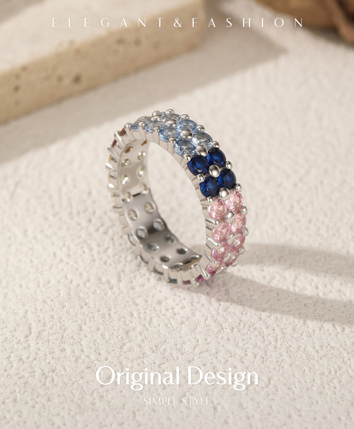 925 Sterling Silver Zircon Gear Ring