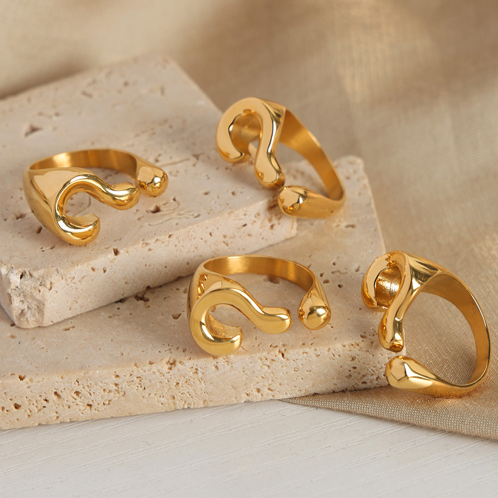 Curious Charm Titanium Gold-Plated Open Ring for Women