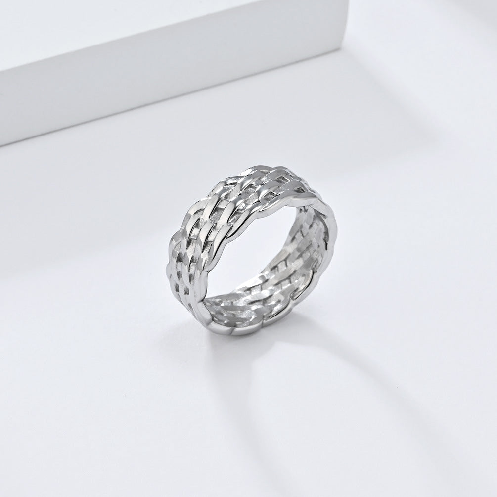European And American Woven Titanium Steel Ring For Men