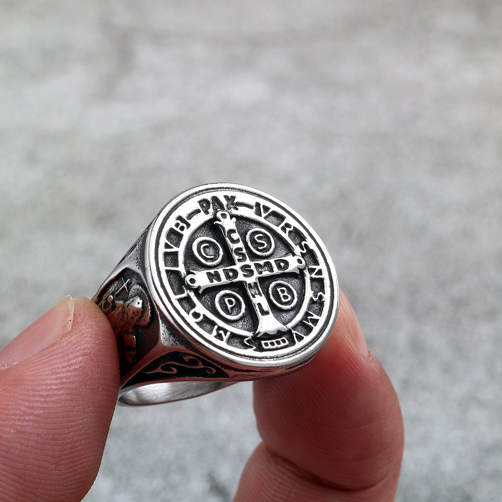 Vintage Cross Stainless Steel Men's Ring