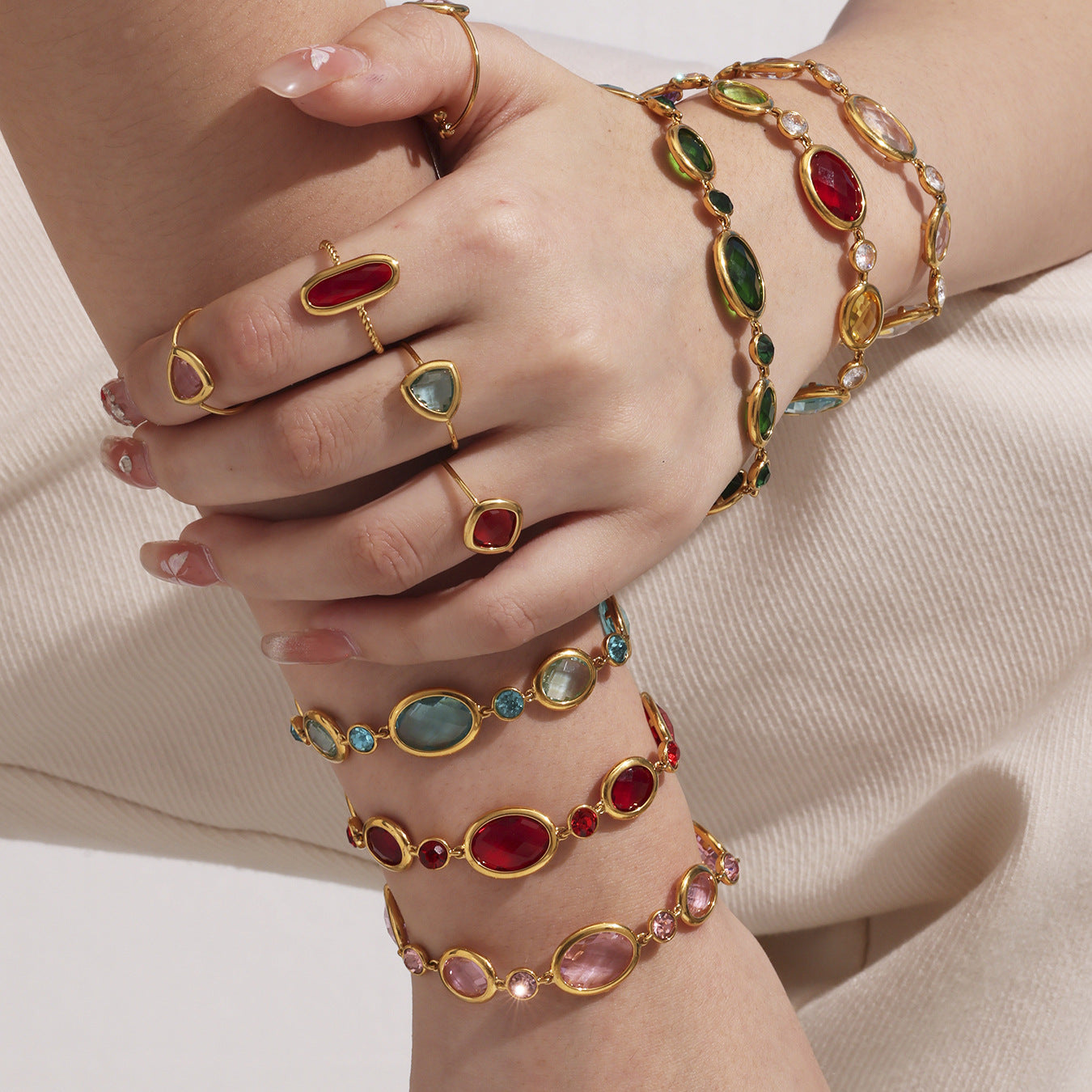 Planderful Dopamine Oval Czech Glass Bracelet For Women