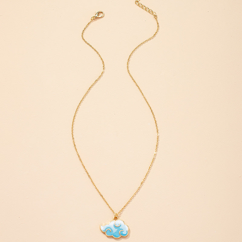 Blue Sky and Cloud Necklace with European Influence