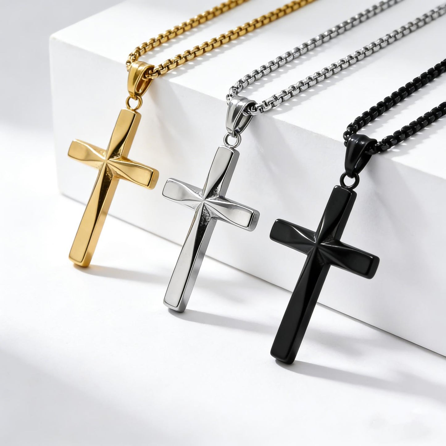 Planderful Unisex Titanium Steel Cross Necklace Everyday Genie Collection Minimalist Design