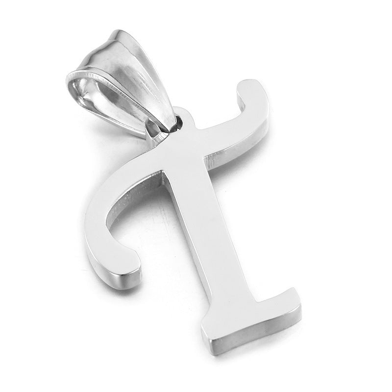 Men's And Women's Letter Pendants, Stainless Steel Glossy 26-Letter Titanium Steel Necklace