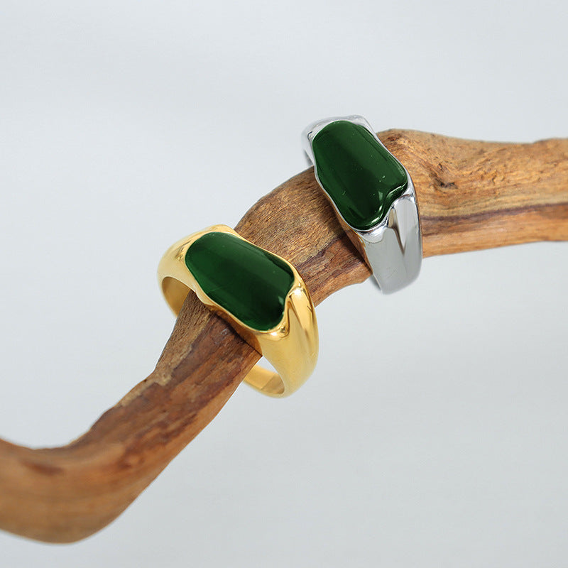 Luxurious Stainless Steel Women's Ring with Unique Irregular Design