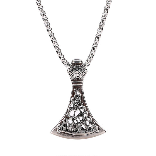 Retro Stainless Steel Axe Pattern Pendant Necklace for Men