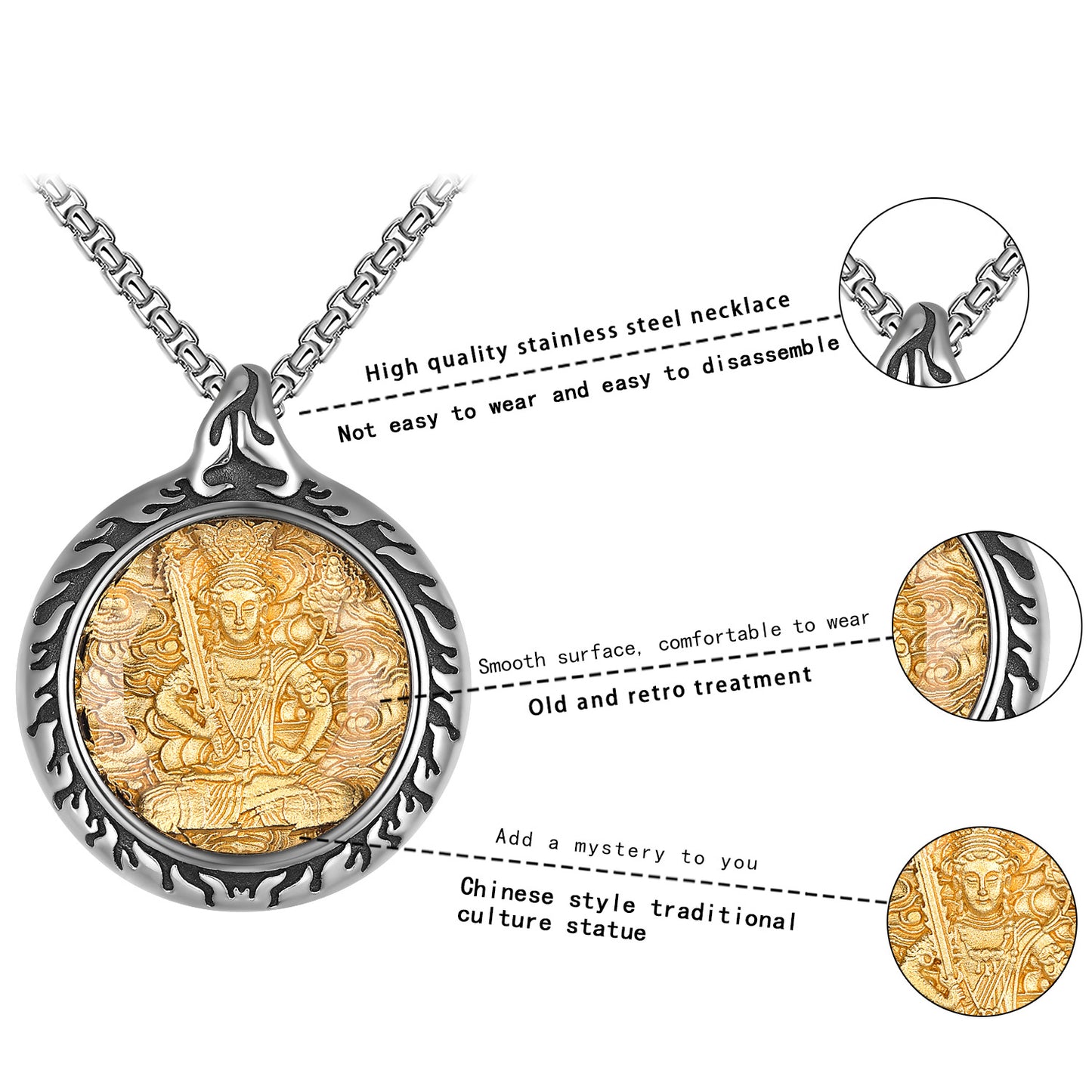 Steel Necklace – Vintage Patron Saints Men's Necklace With Retro Eight Saints Motif And Everyday Jewelry By Planderful
