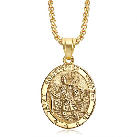Planderful Everyday Genie St Christopher Necklace For Men Stainless Steel Non Fading Pendant