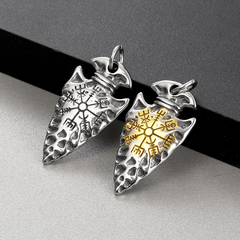 Punk Viking Rune Amulet Pendant in Titanium Steel for Men - Creative European and American Jewelry