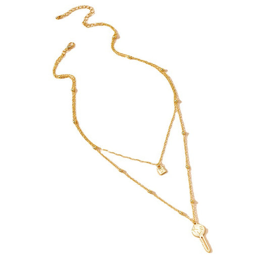 Double Stacked Lock and Key Necklace - Vienna Verve Collection