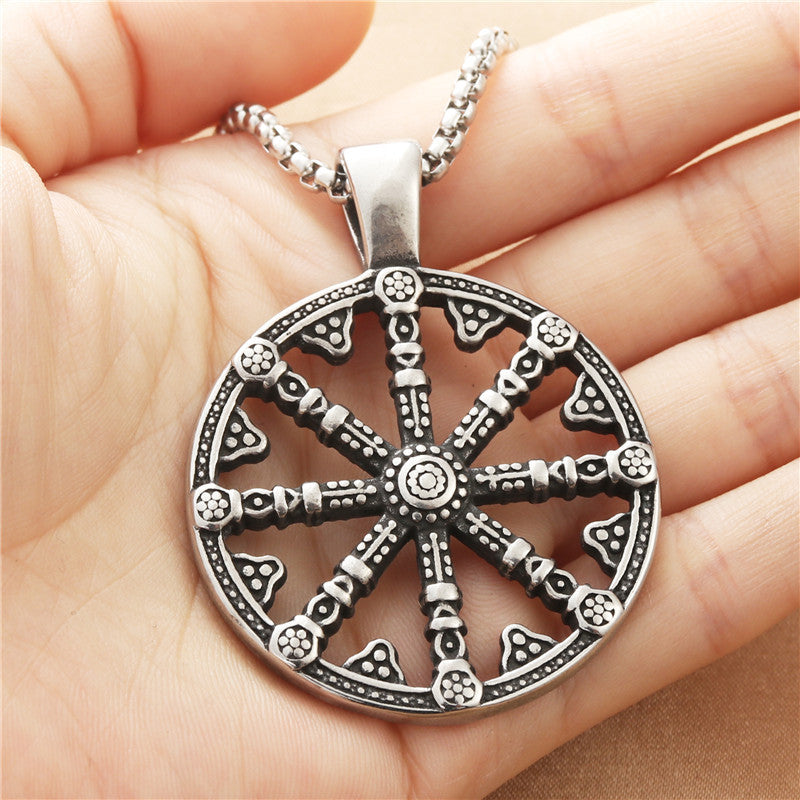 Personalized Titan Steel Viking Compass Necklace, Retro Punk Pendant for Men